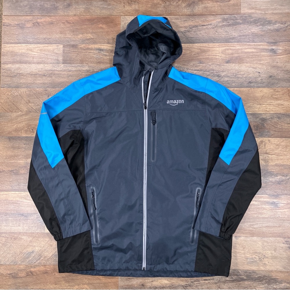 Amazon Jacket Men's 2XL Black and Blue Worker Rain Shell Jacket Work